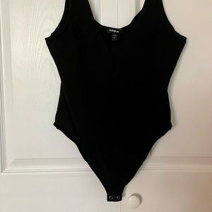 Express Deep V Black Bodysuit